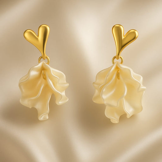 Blossom Petal Drop Earrings – Anti-Tarnished 18K Gold Finish